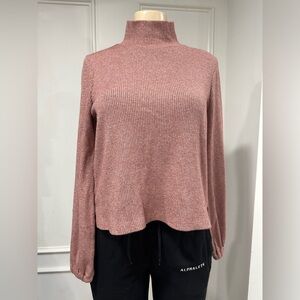 Madewell Womens Bubble Sleeve Heathered Swing Turtleneck Elastic Cuffs, Large